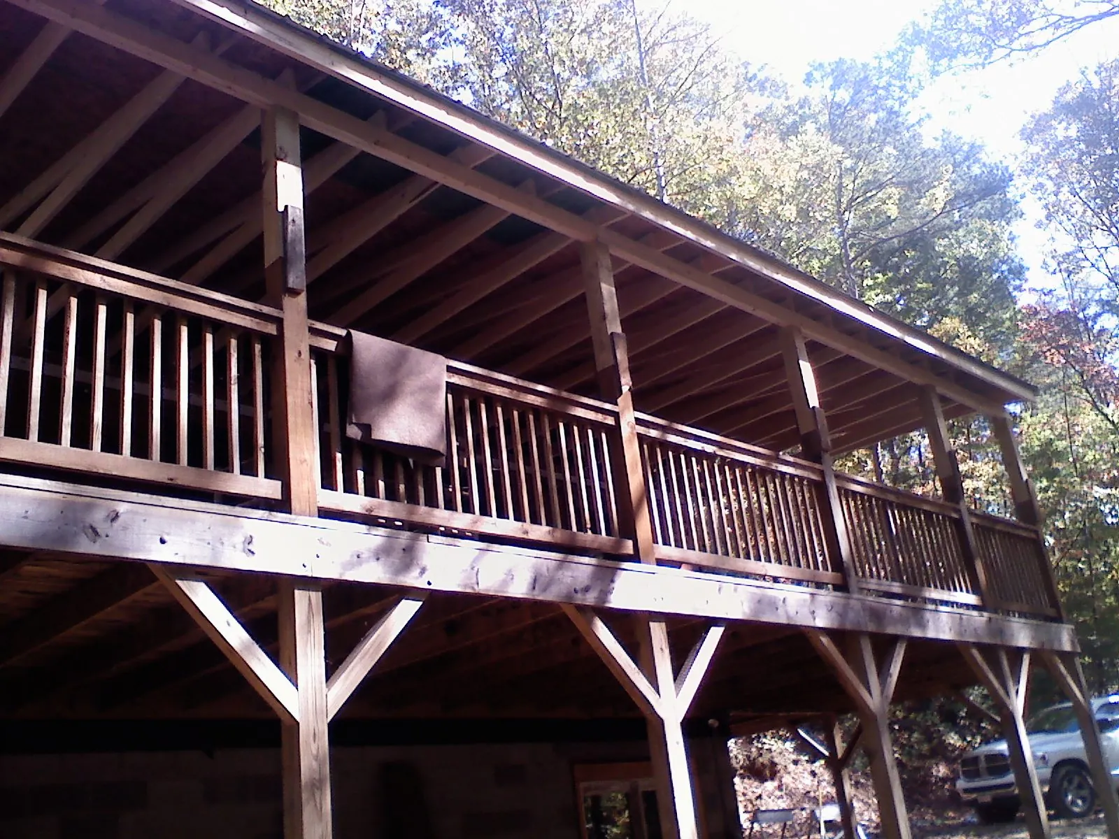 Timber framing under a new elevated porch and deck — Roof Leak Repair in Tomah by Roofing Brothers